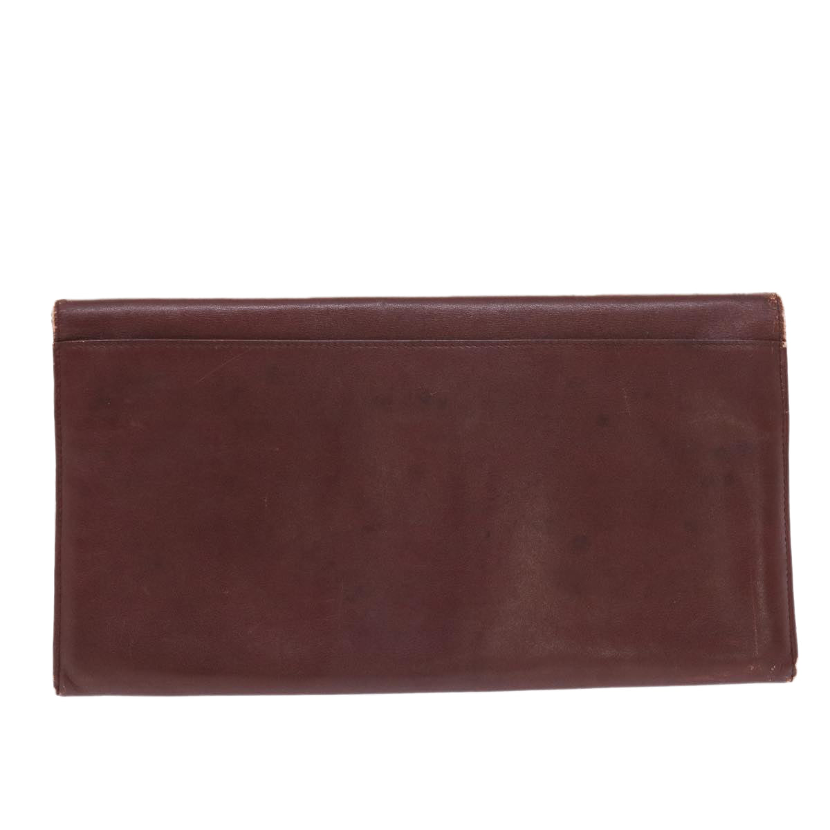 CARTIER Clutch Bag Leather Wine Red Auth 50447