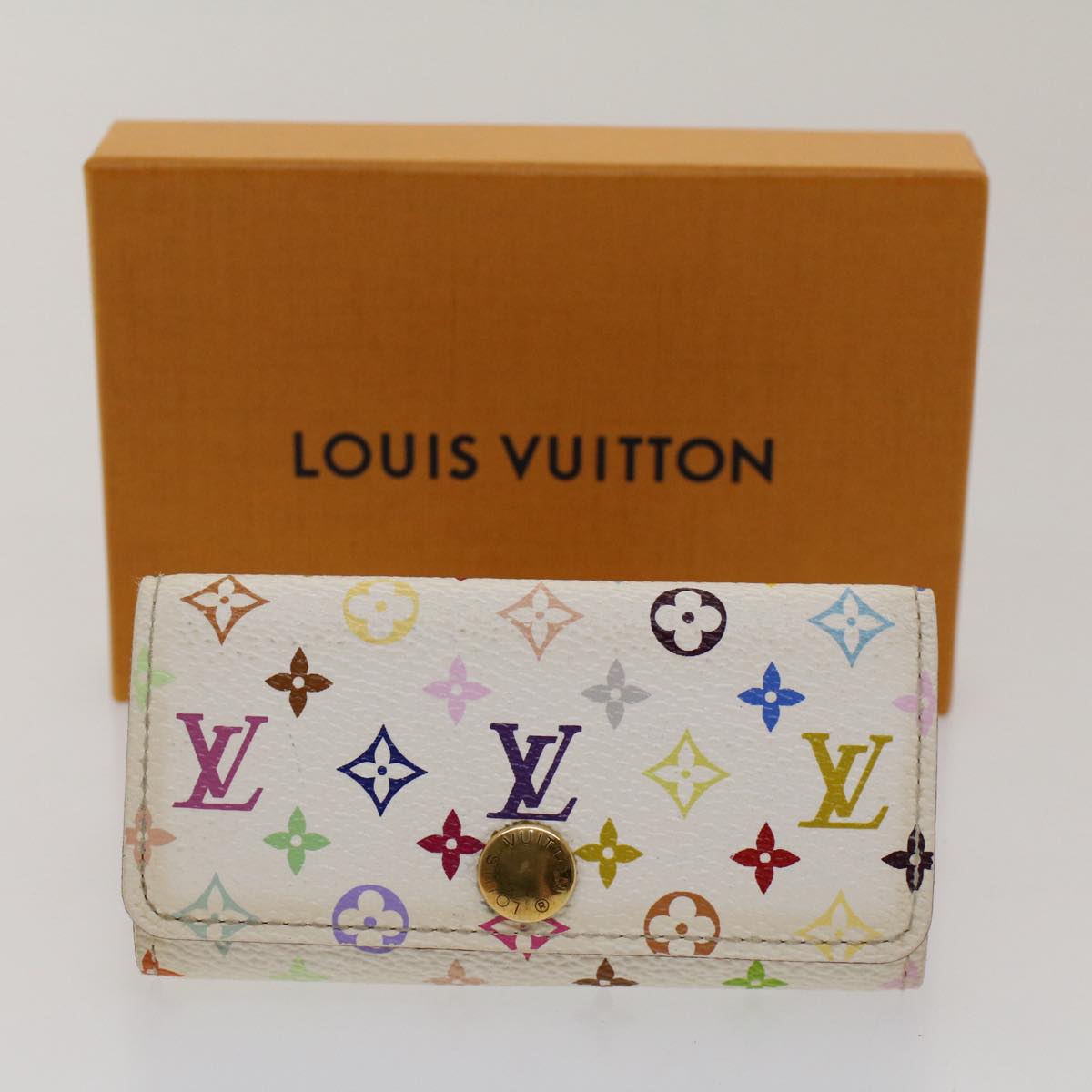 LOUIS VUITTON Monogram Multicolor Multi Cles 4 Key Case White M60043 Auth 50466