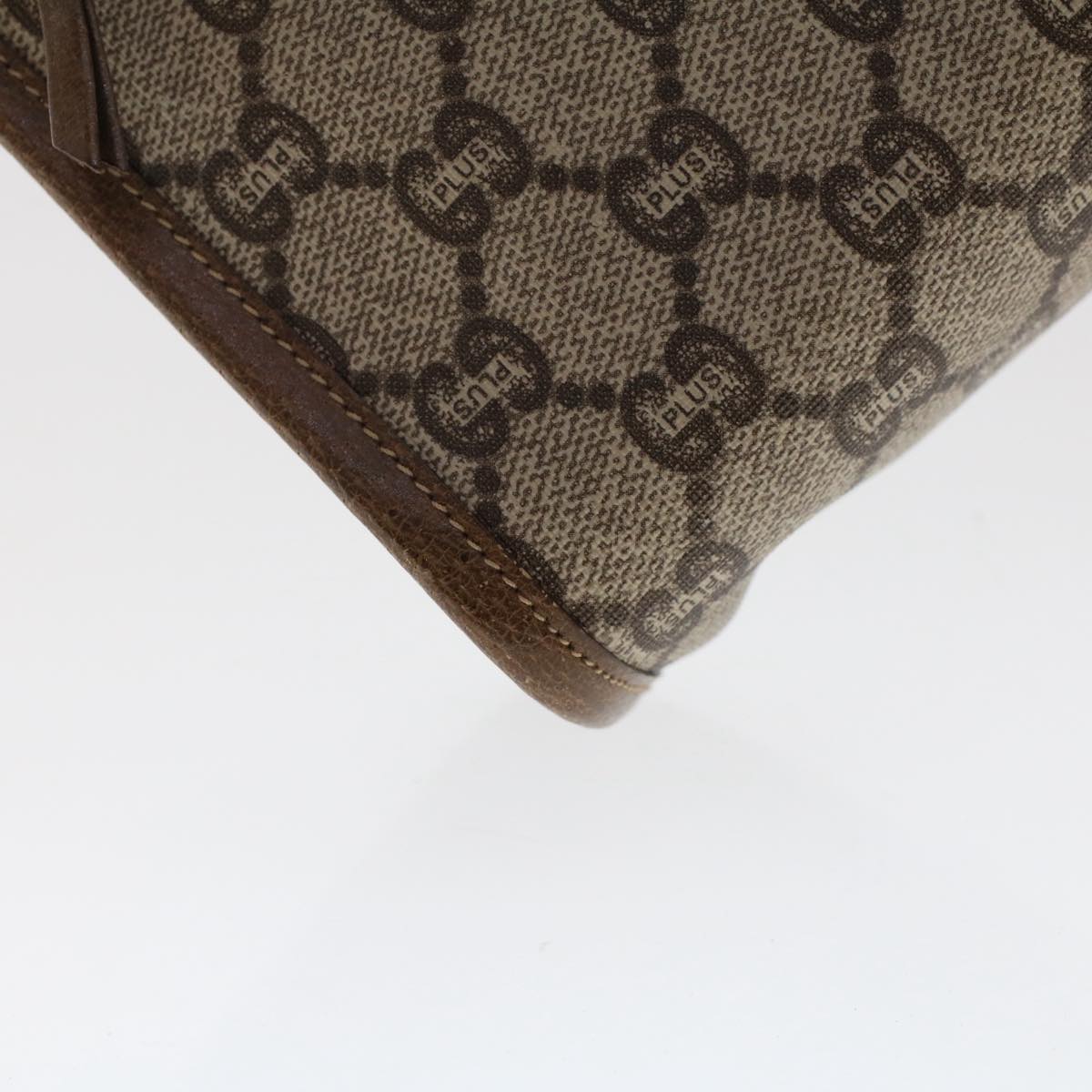 GUCCI PLUS GG Canvas Clutch Bag PVC Leather Beige Auth 50530