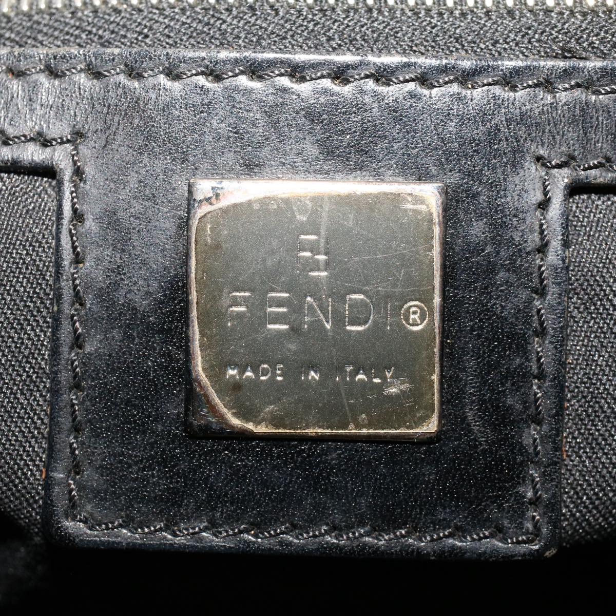 FENDI Zucca Canvas Shoulder Bag Nylon Black Auth 50534