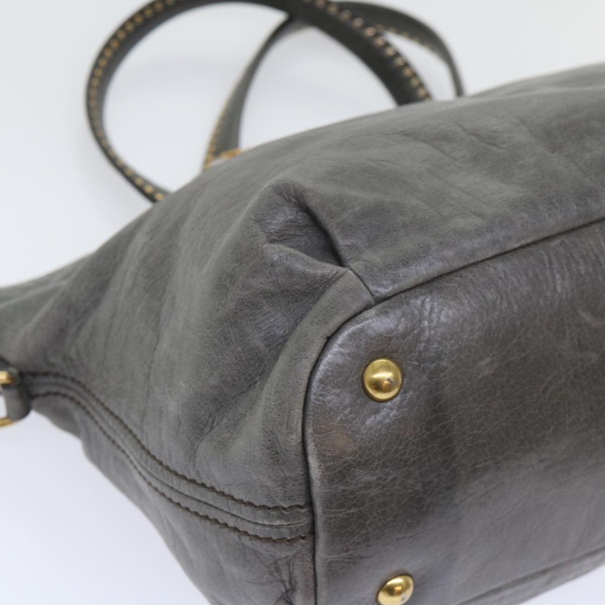 Miu Miu Tote Bag Leather 2way Gray Auth 50544
