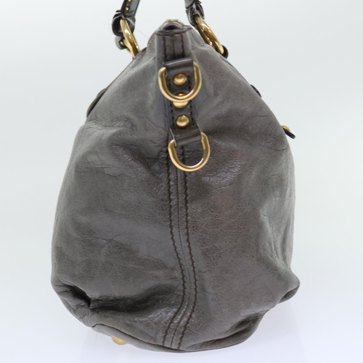 Miu Miu Tote Bag Leather 2way Gray Auth 50544