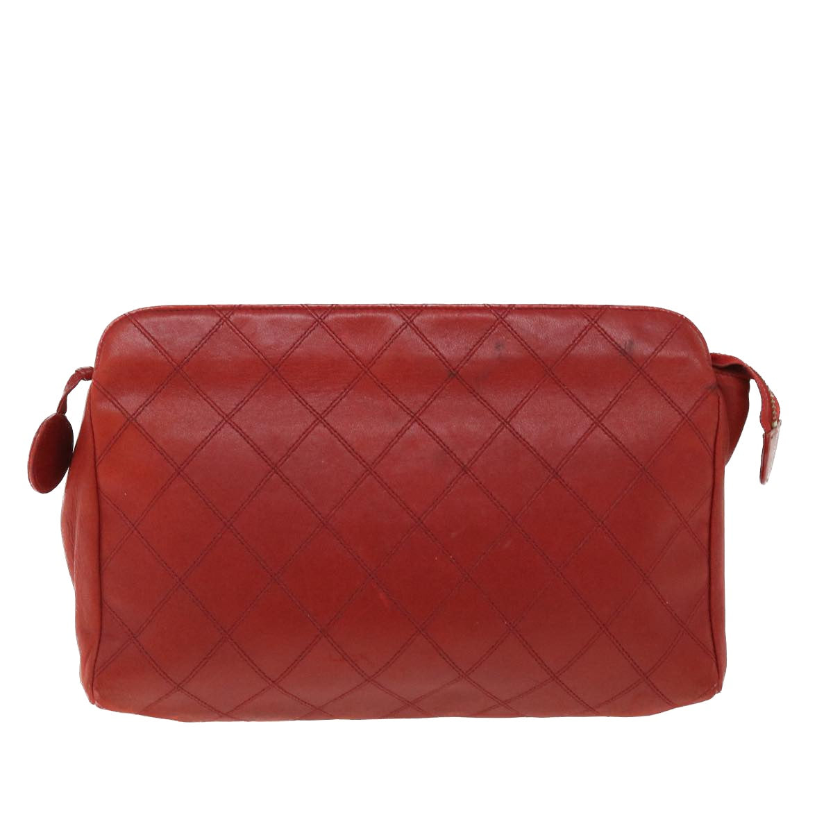 CHANEL Bicolole Clutch Bag Lamb Skin Red CC Auth 50546