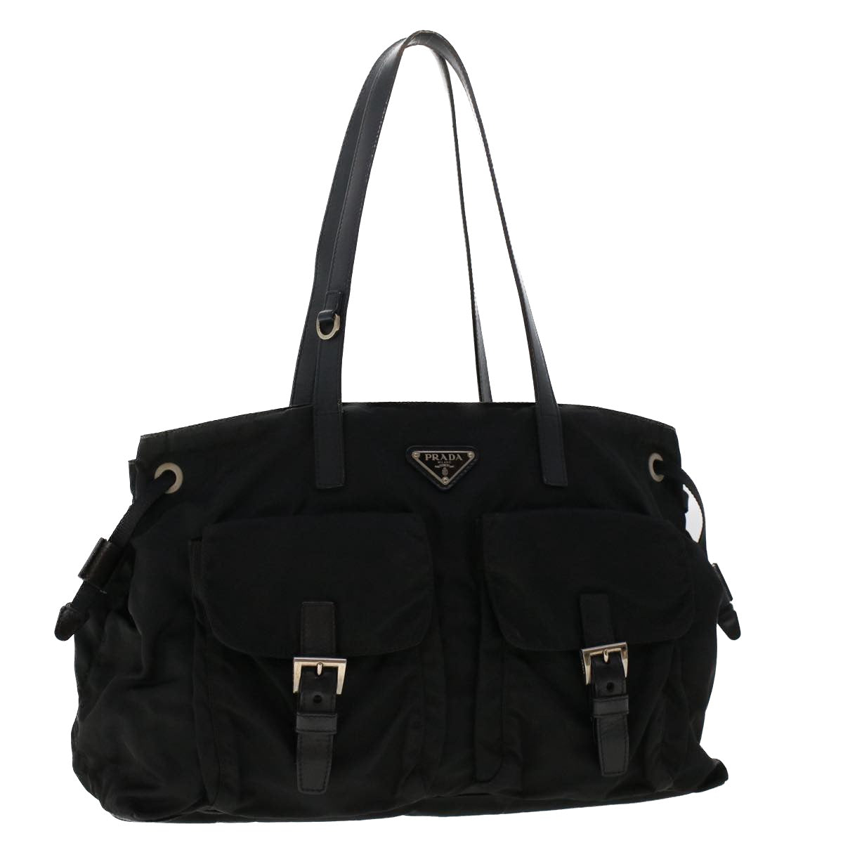 PRADA Tote Bag Nylon Black Auth 50553