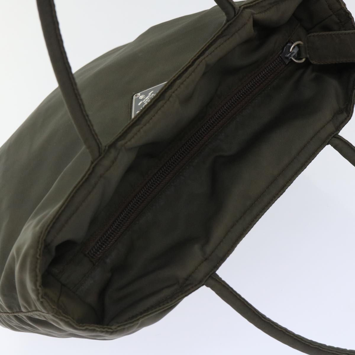 PRADA Hand Bag Nylon Khaki Auth 50558