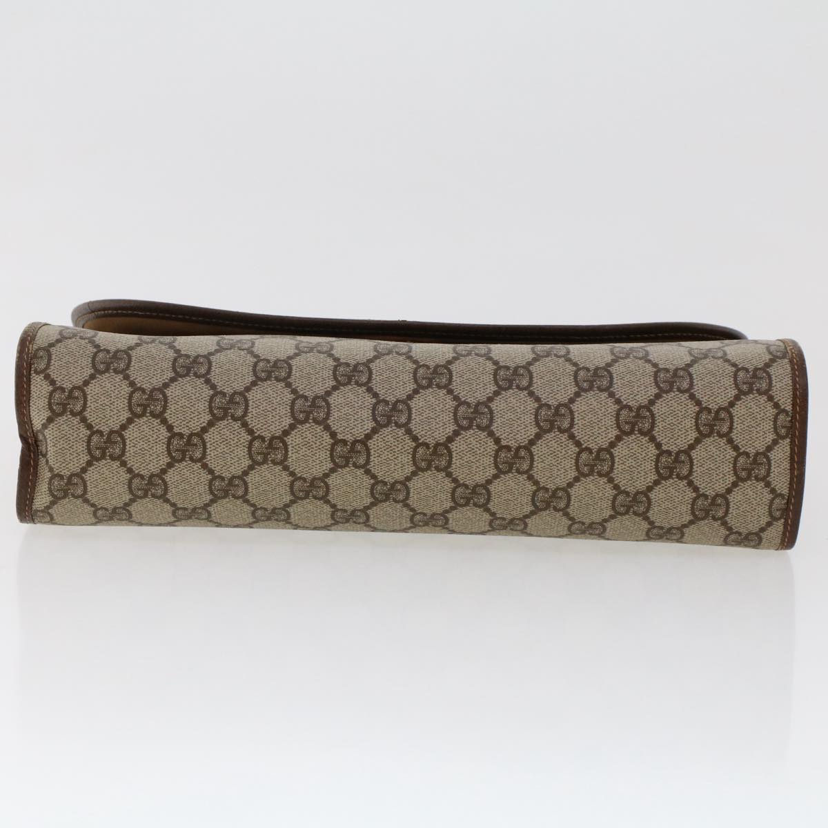 GUCCI GG Canvas Web Sherry Line Clutch Bag PVC Leather Beige Red Auth 50570