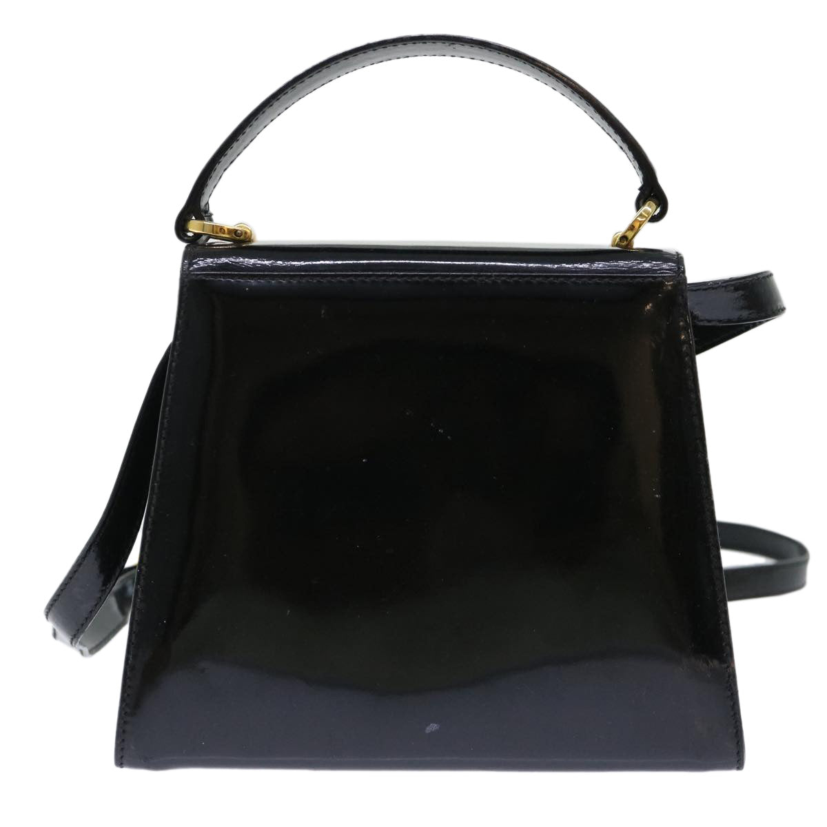 Salvatore Ferragamo Ribbon Hand Bag Patent leather 2way Black Auth 50575 - 0