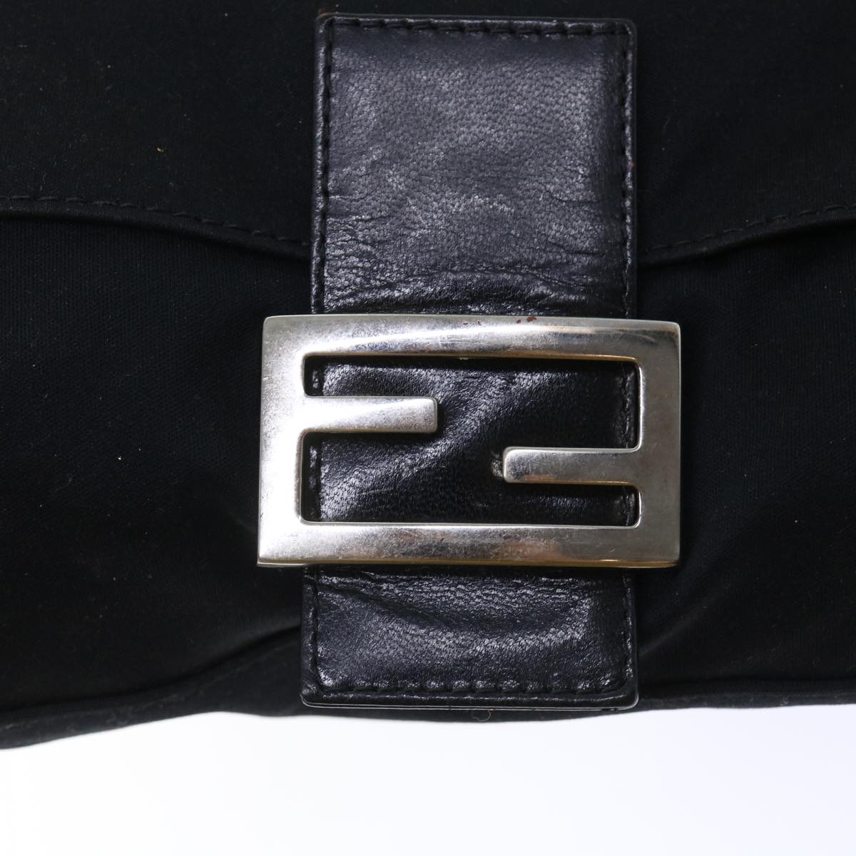 FENDI Mamma Baguette Shoulder Bag Nylon Black Auth 50576