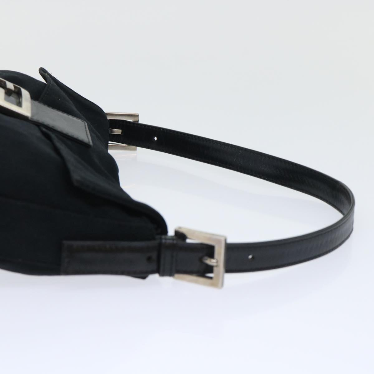 FENDI Mamma Baguette Shoulder Bag Nylon Black Auth 50576