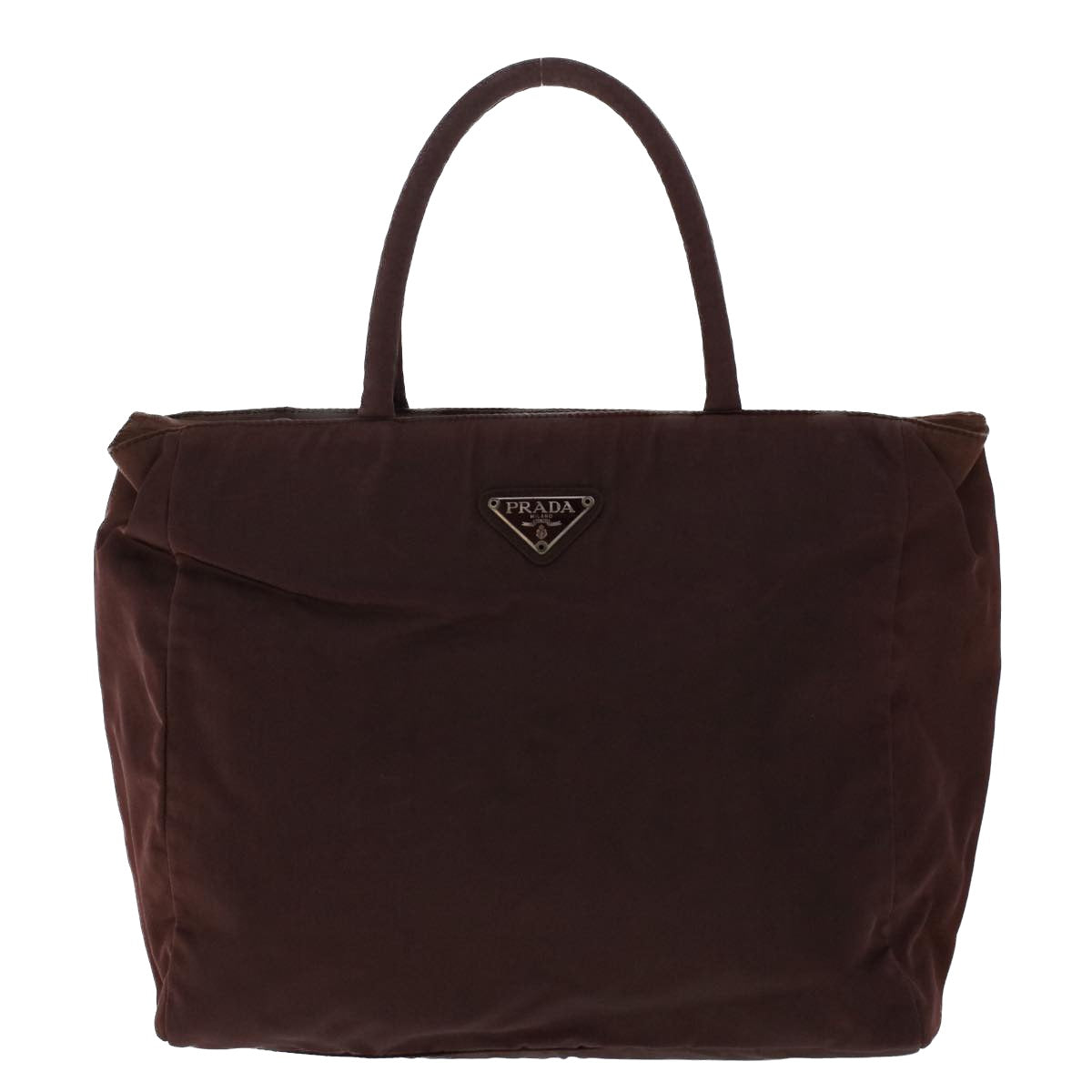 PRADA Hand Bag Nylon Brown Auth 50577