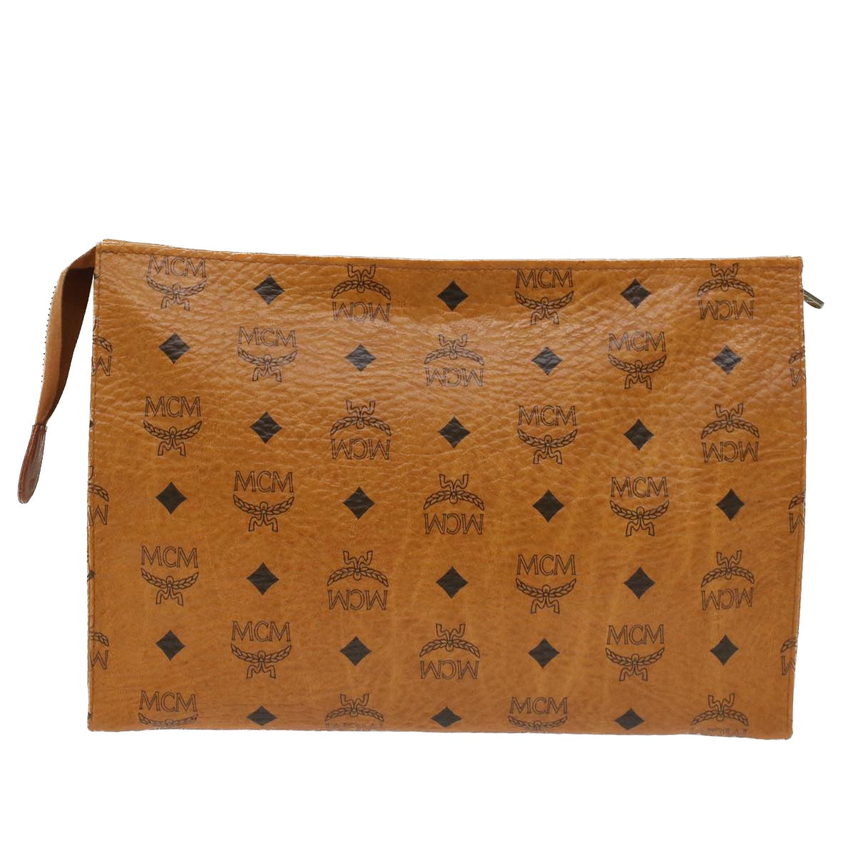 MCM Vicetos Logogram Clutch Bag PVC Leather Brown Auth 50583 - 0