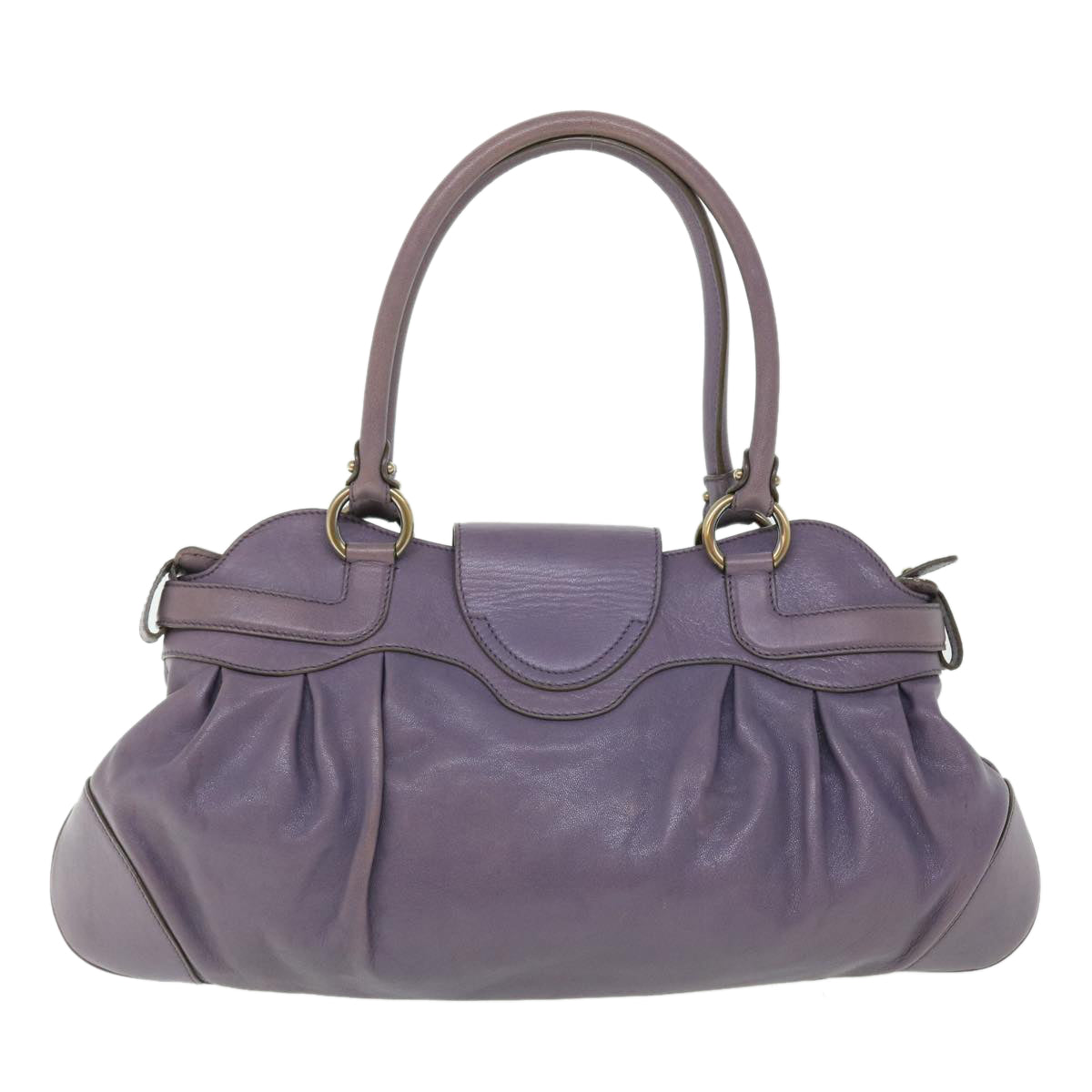 Salvatore Ferragamo Gancini Shoulder Bag Leather Purple Auth 50590 - 0