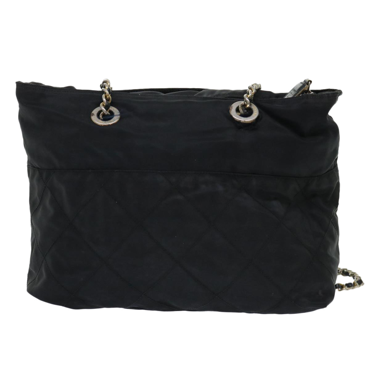 PRADA Quilted Chain Shoulder Bag Nylon Black Auth 50598 - 0