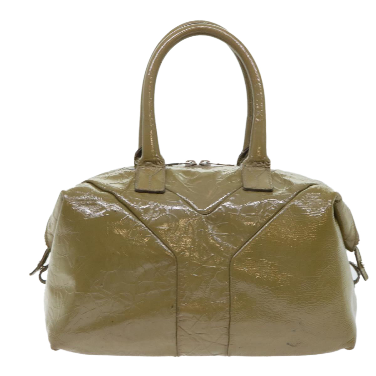SAINT LAURENT Easy Boston Bag Patent leather Beige 208315 Auth 50603 - 0