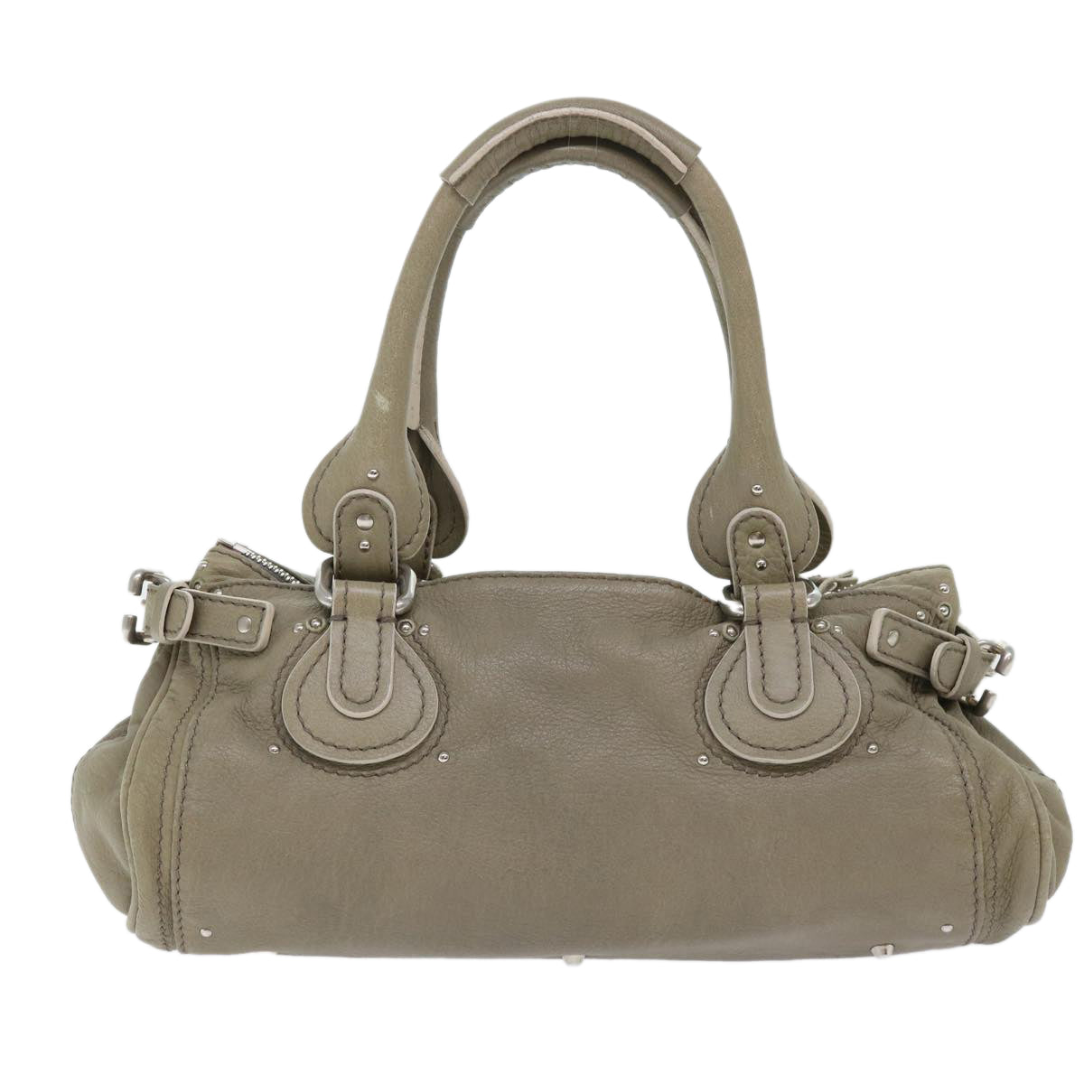 Chloe Paddington Shoulder Bag Leather Gray 01-08-51-5191 Auth 50607