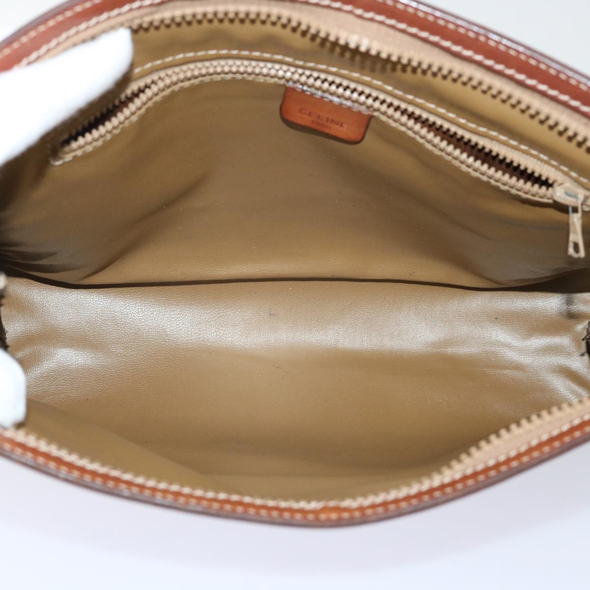 CELINE Macadam Canvas Clutch Bag PVC Leather Brown Auth 50614