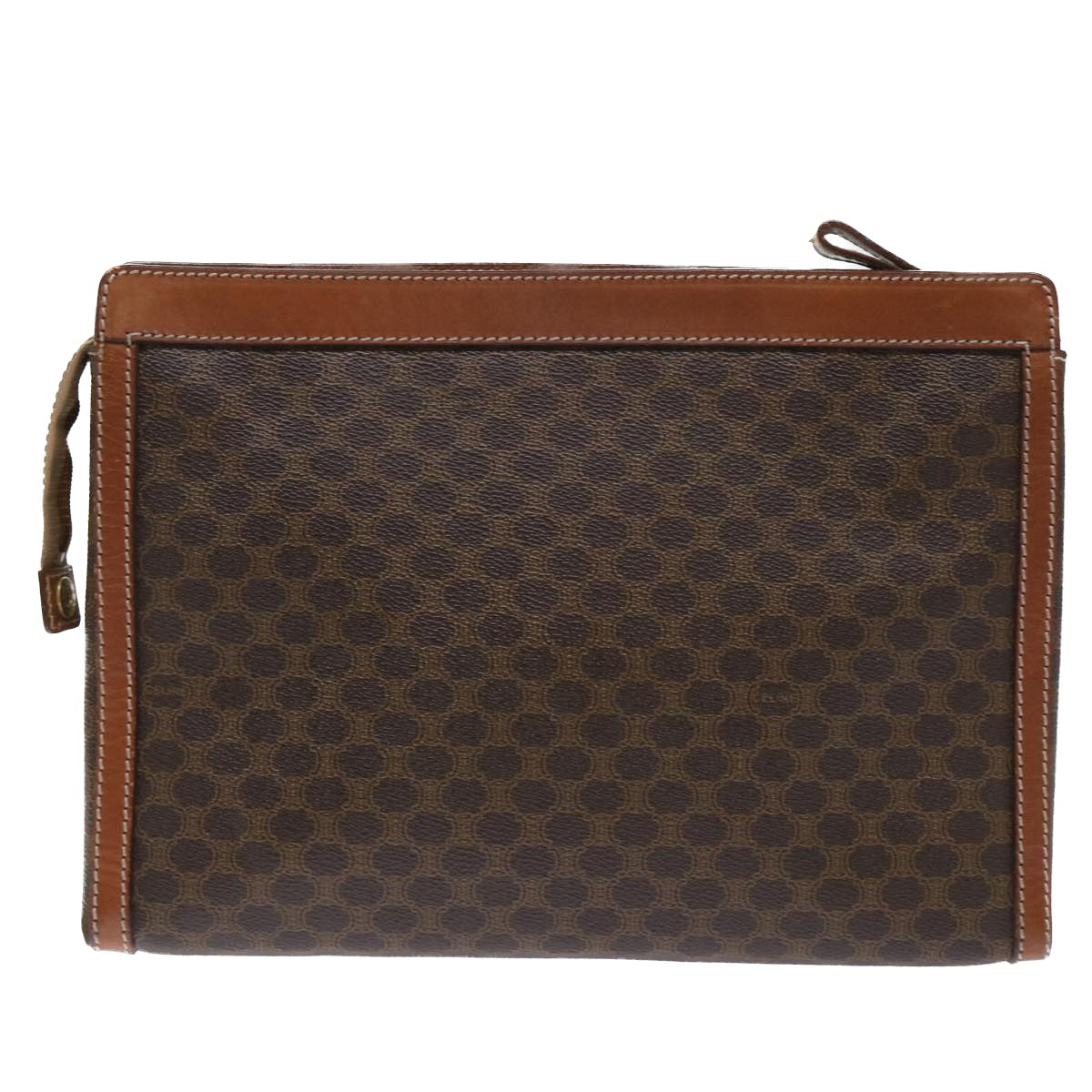 CELINE Macadam Canvas Clutch Bag PVC Leather Brown Auth 50614 - 0