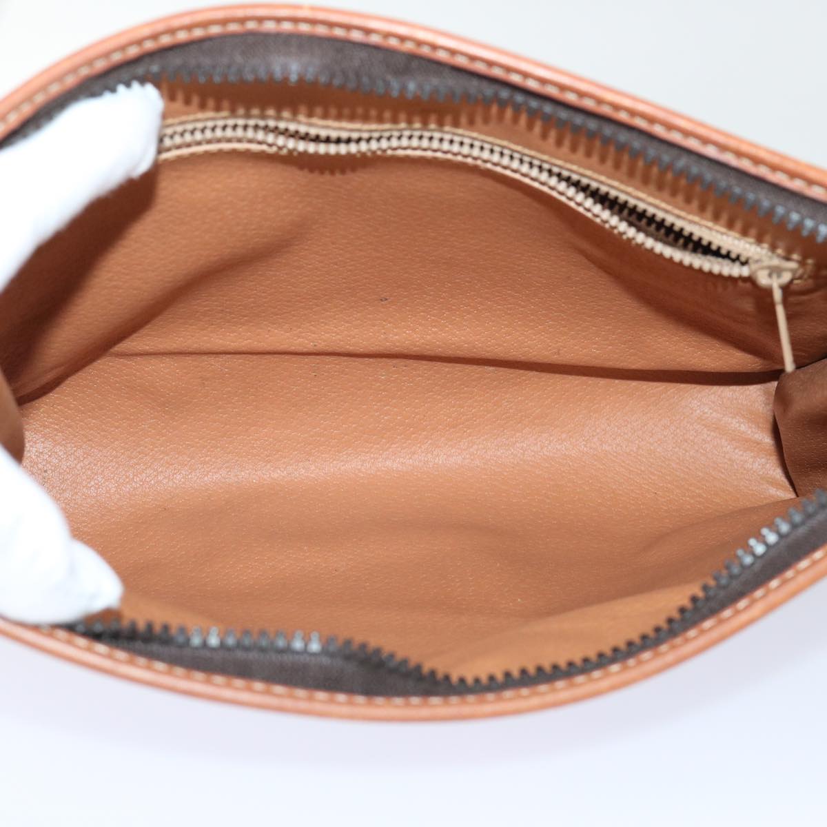 CELINE Macadam Canvas Clutch Bag PVC Leather Brown Auth 50615