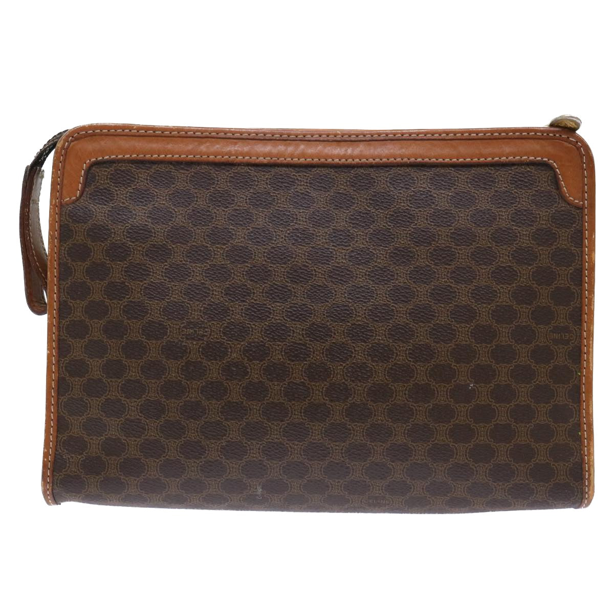 CELINE Macadam Canvas Clutch Bag PVC Leather Brown Auth 50615 - 0