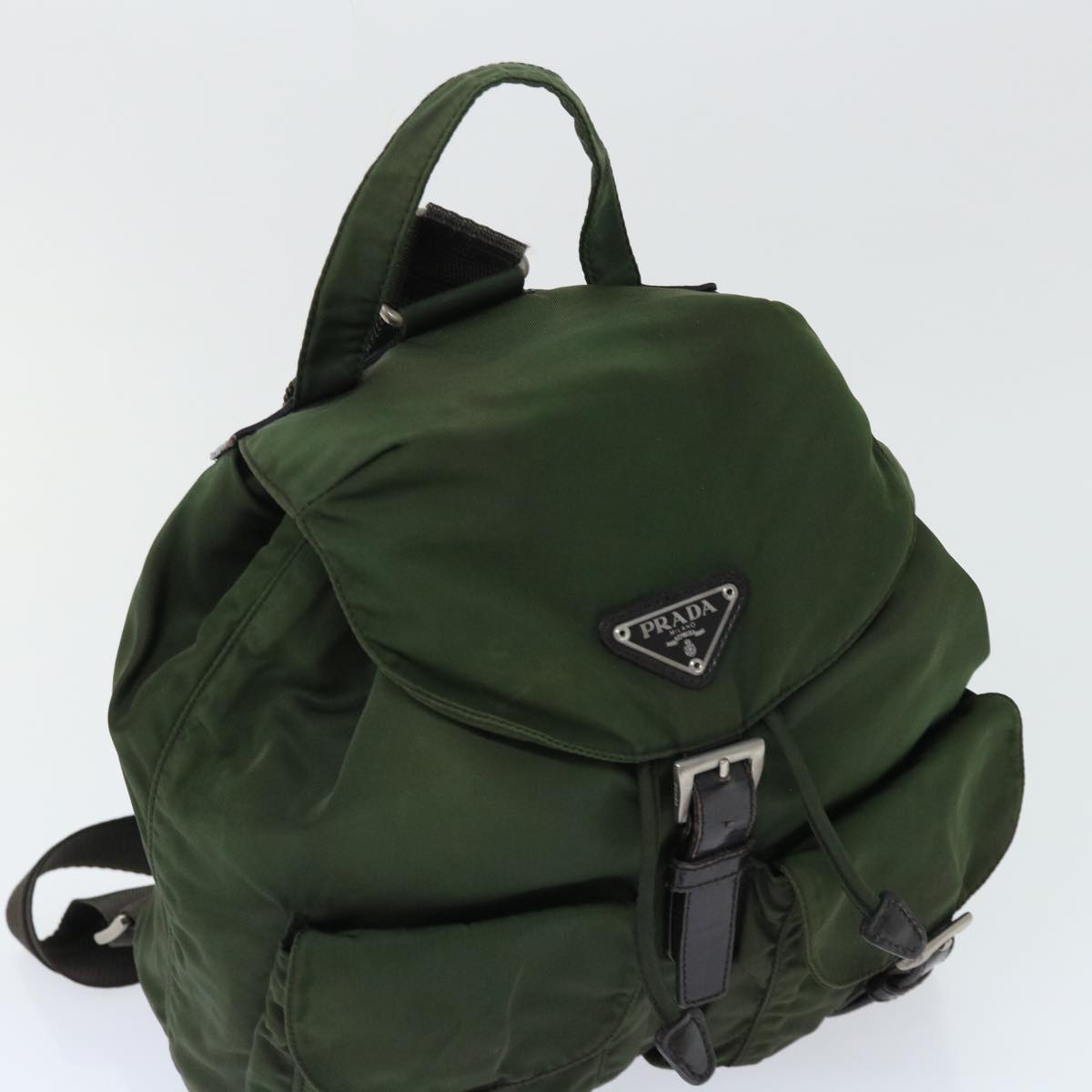 PRADA Backpack Nylon Khaki Auth 50619