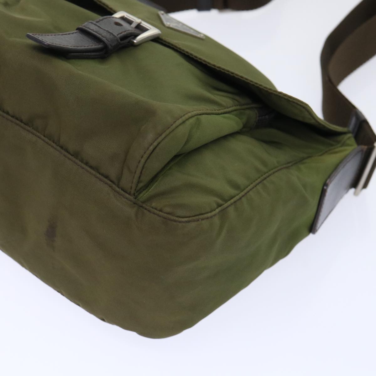 PRADA Shoulder Bag Nylon Khaki Auth 50620