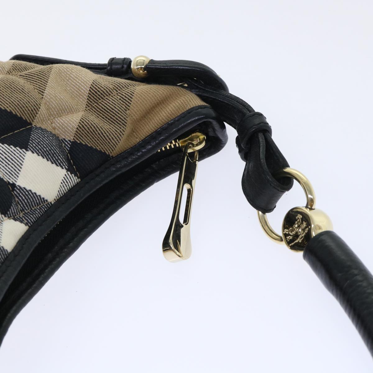 BURBERRY Nova Check Quilted Shoulder Bag Canvas Leather Beige Black Auth 50627