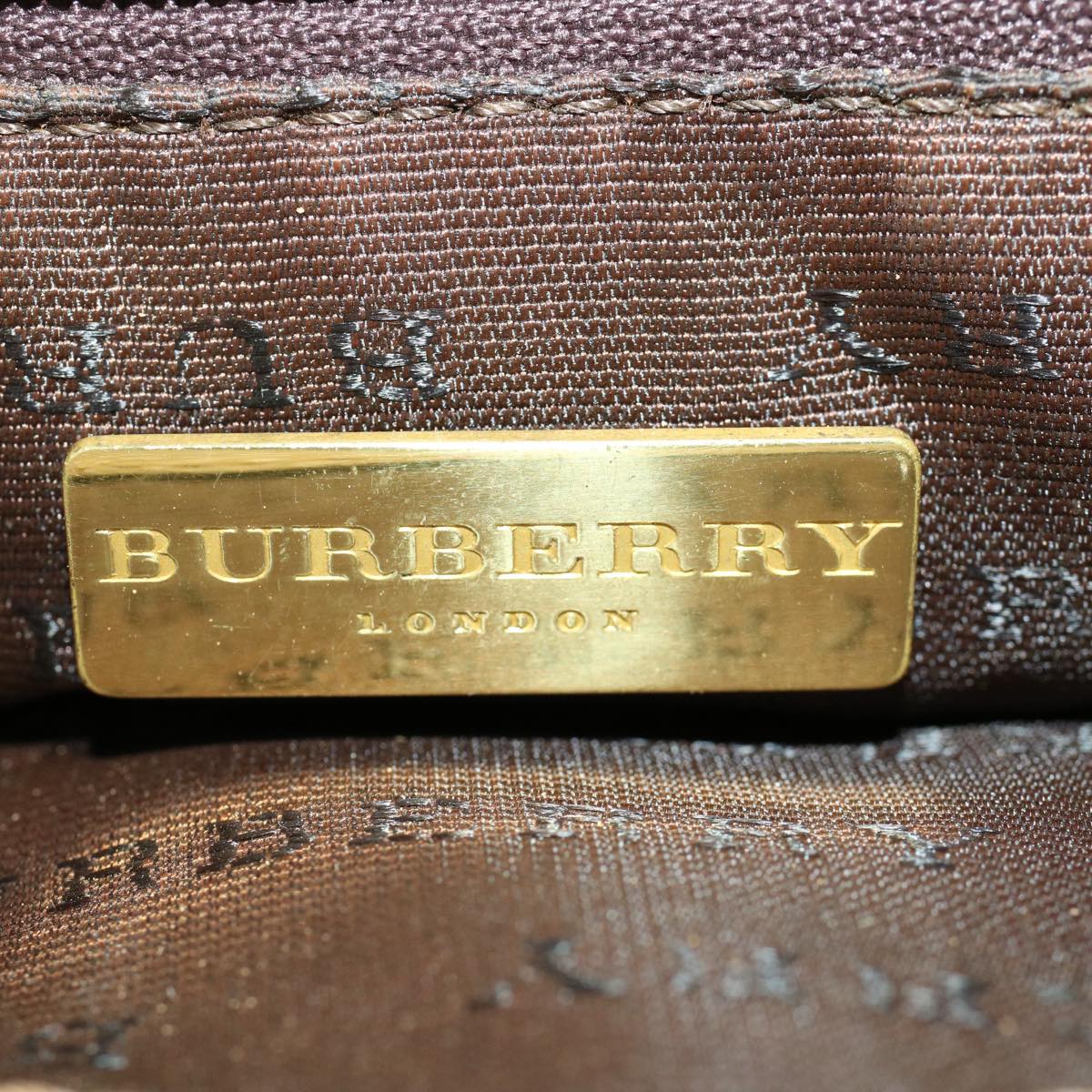 BURBERRY Nova Check Hand Bag PVC Leather Beige Black Red Auth 50628