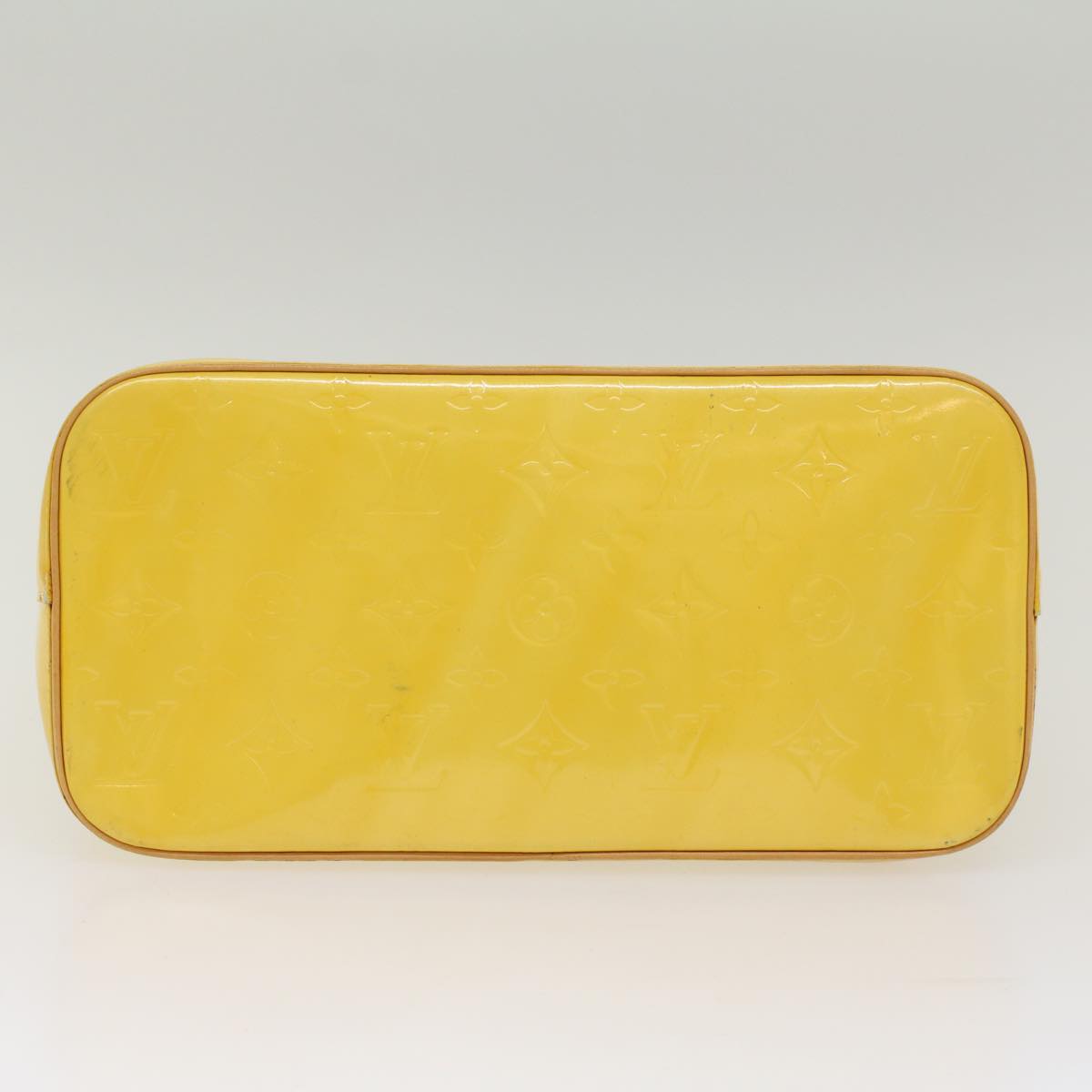 LOUIS VUITTON Monogram Vernis Houston Hand Bag Lime Yellow M91055 LV Auth 50669