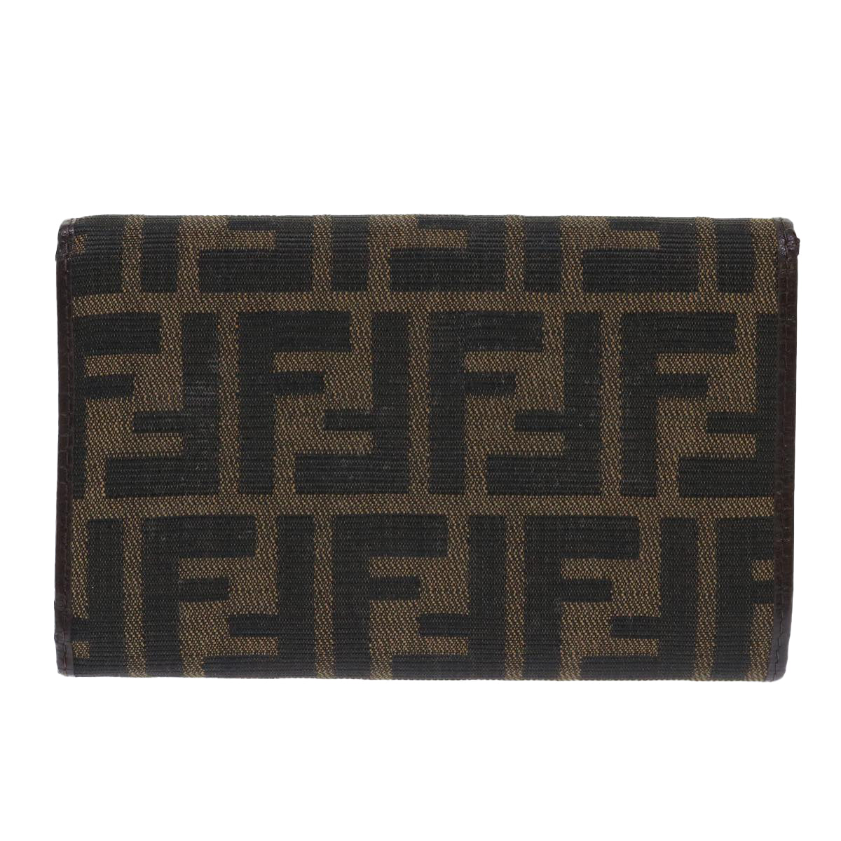 FENDI Zucca Canvas Wallet Black Brown Auth 50751 - 0