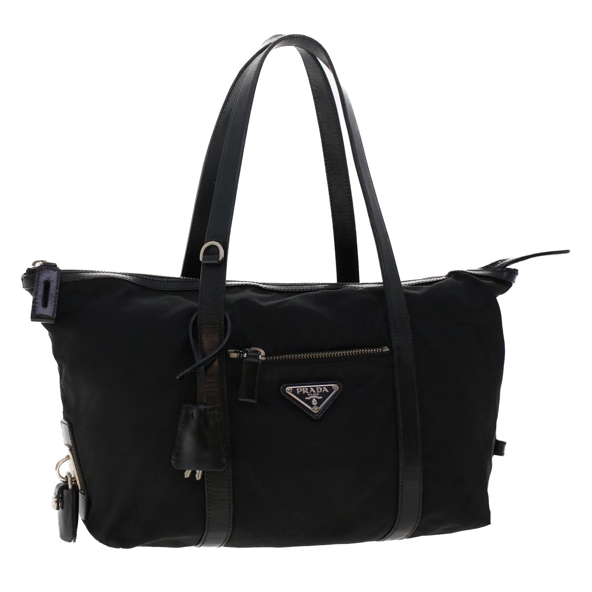PRADA Tote Bag Nylon Black Auth 50759