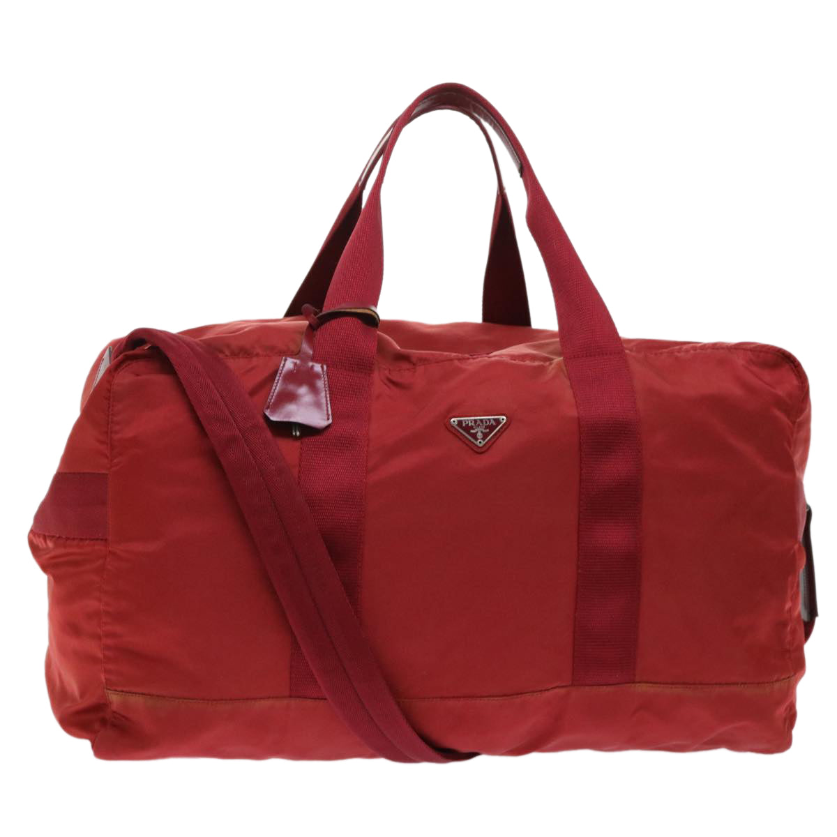 PRADA Boston Bag Nylon 2way Red Auth 50761