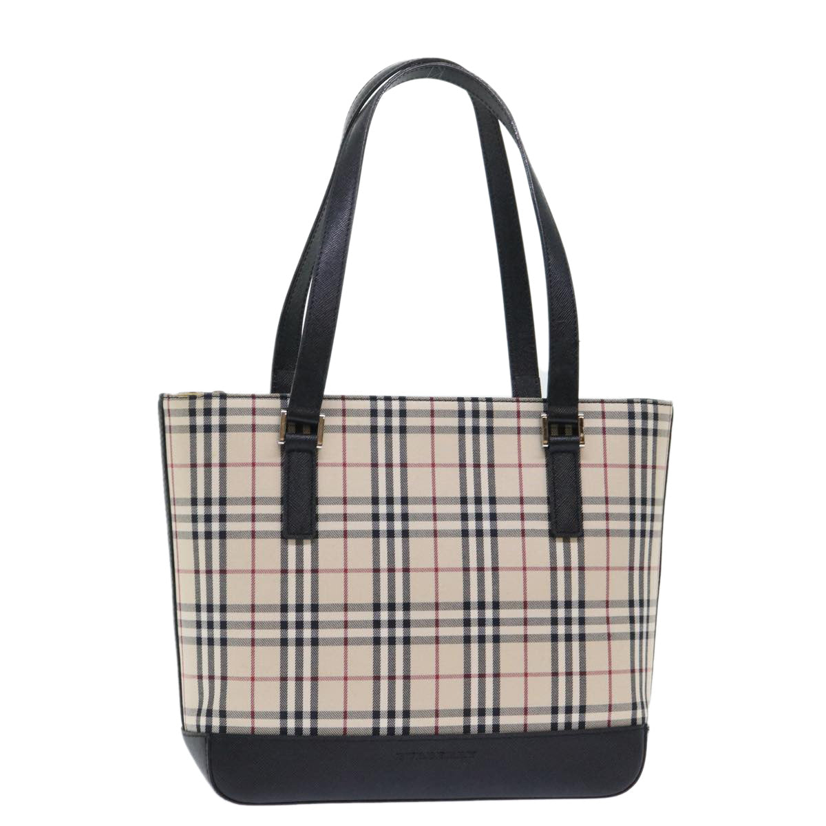 BURBERRY Nova Check Shoulder Bag Canvas Leather Beige Black Auth 50763