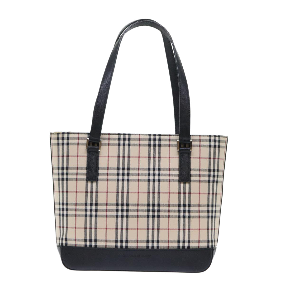 BURBERRY Nova Check Shoulder Bag Canvas Leather Beige Black Auth 50763