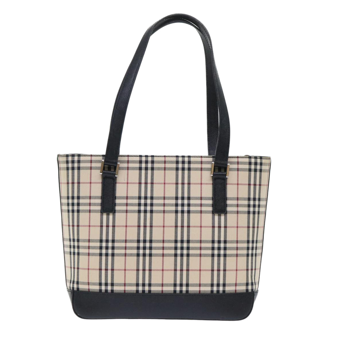 BURBERRY Nova Check Shoulder Bag Canvas Leather Beige Black Auth 50763