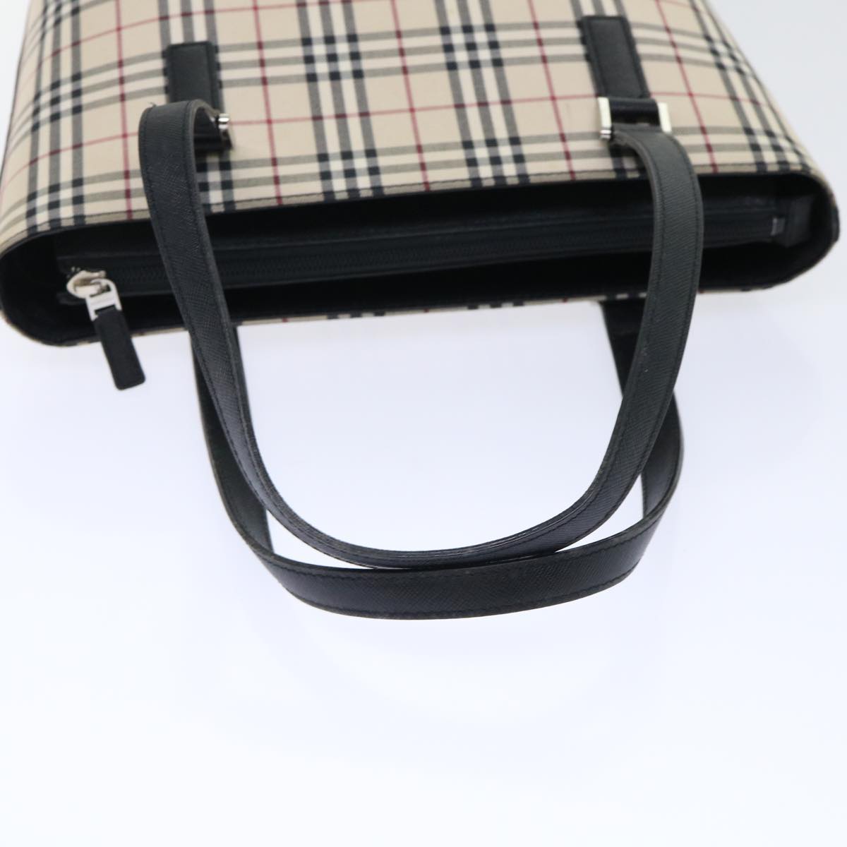 BURBERRY Nova Check Shoulder Bag Canvas Leather Beige Black Auth 50763