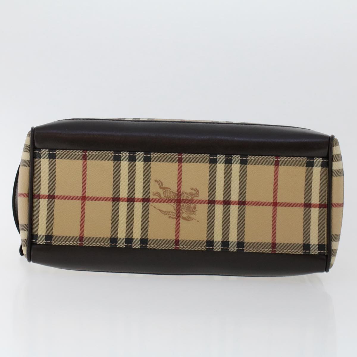 BURBERRY Nova Check Clutch Bag PVC Leather Beige Dark Brown black Auth 50764