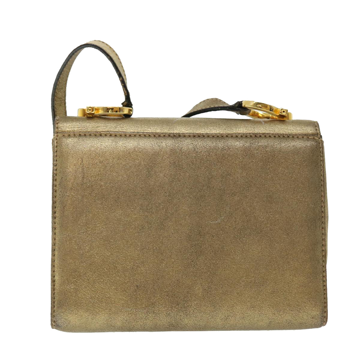 Salvatore Ferragamo Gancini Shoulder Bag Leather Gold Tone Auth 50767 - 0