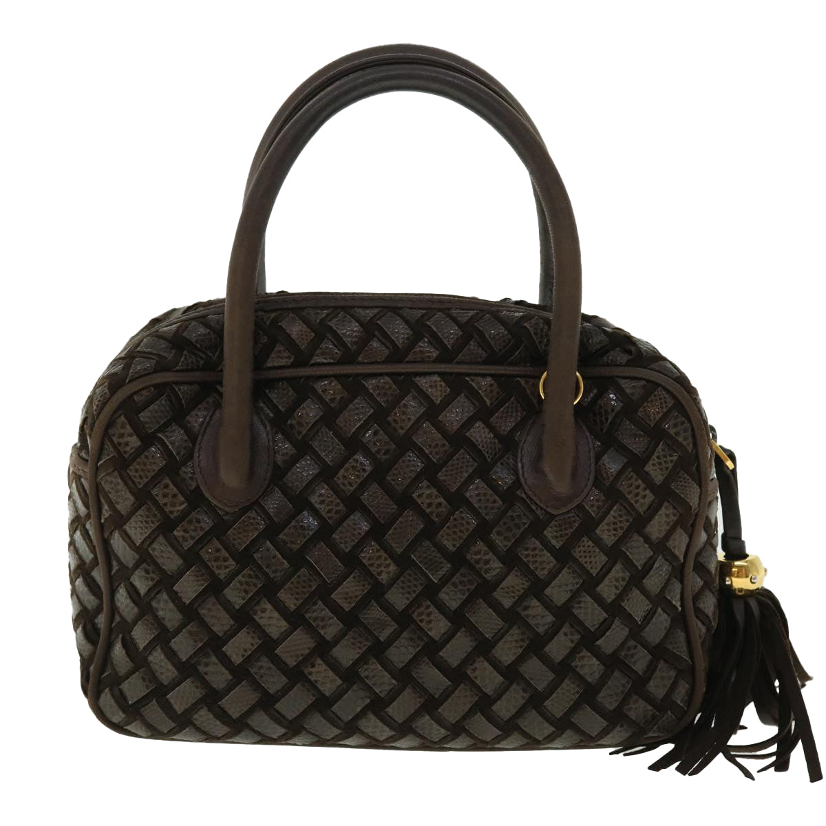 BALLY Quilted Hand Bag Leather Brown Auth 50769 - 0