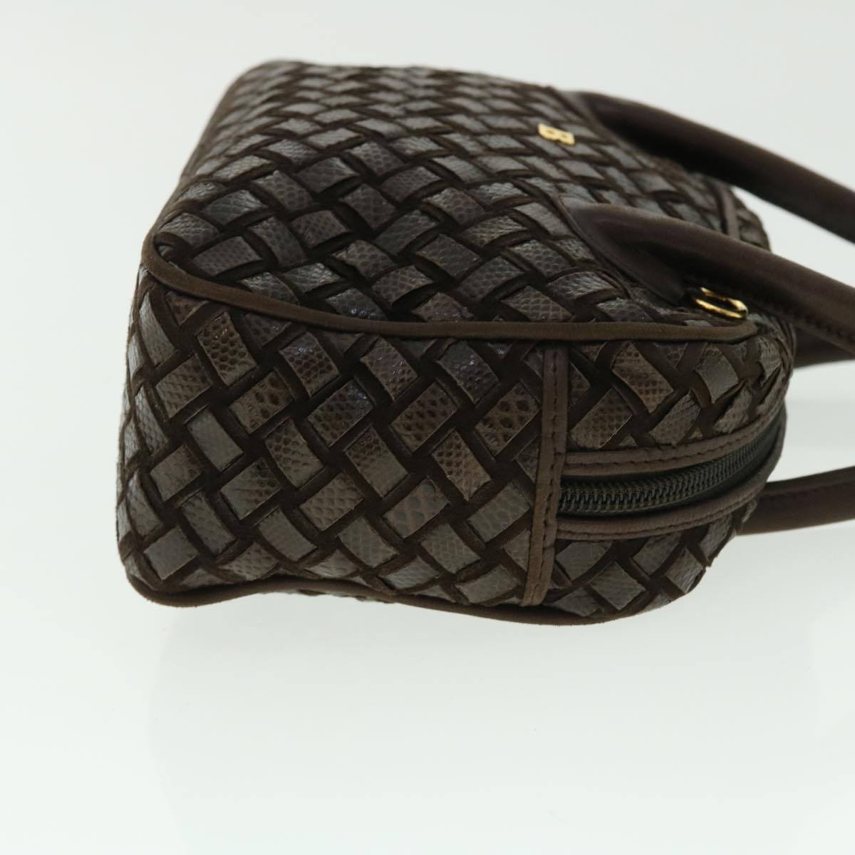 BALLY Quilted Hand Bag Leather Brown Auth 50769