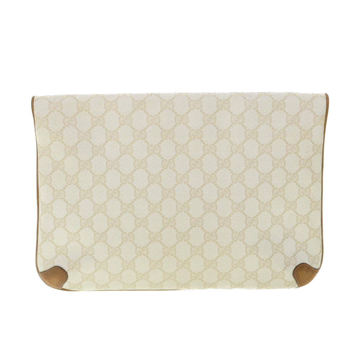 GUCCI GG Canvas Clutch Bag PVC Leather White 156.02.075 Auth 50774 - 0