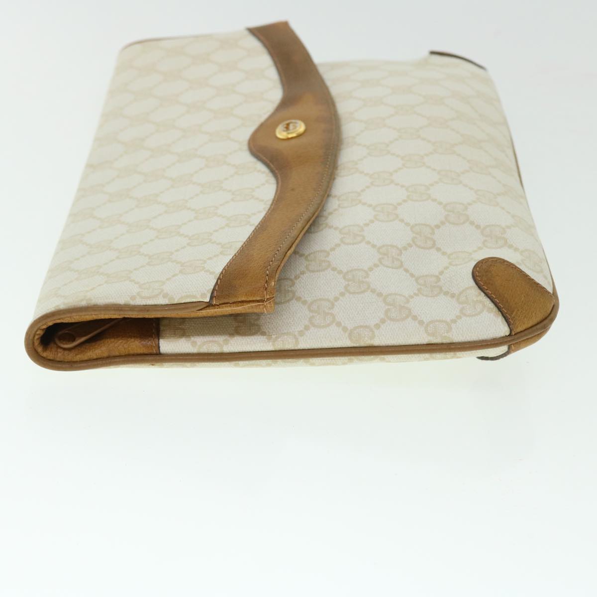 GUCCI GG Canvas Clutch Bag PVC Leather White 156.02.075 Auth 50774