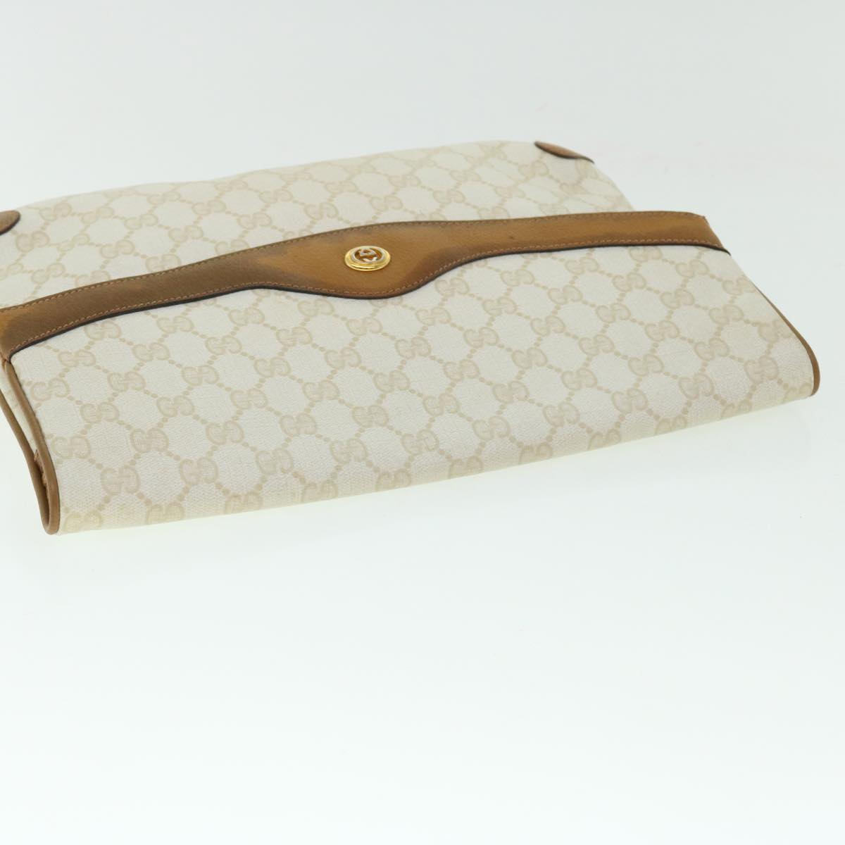 GUCCI GG Canvas Clutch Bag PVC Leather White 156.02.075 Auth 50774