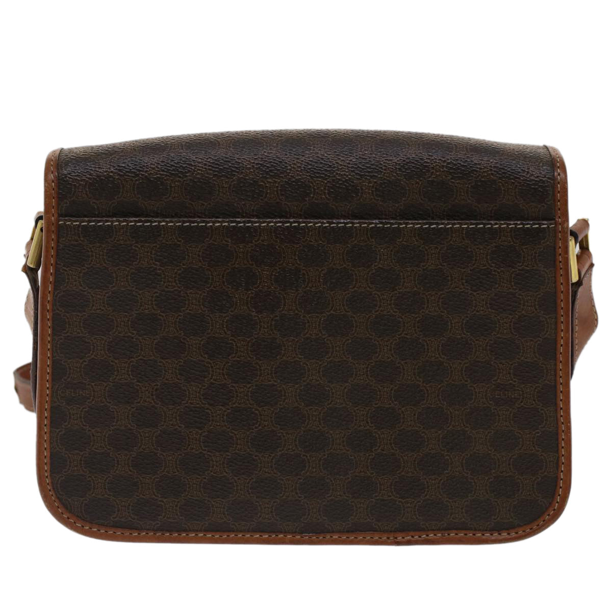 CELINE Macadam Canvas Shoulder Bag PVC Leather Brown Auth 50775 - 0
