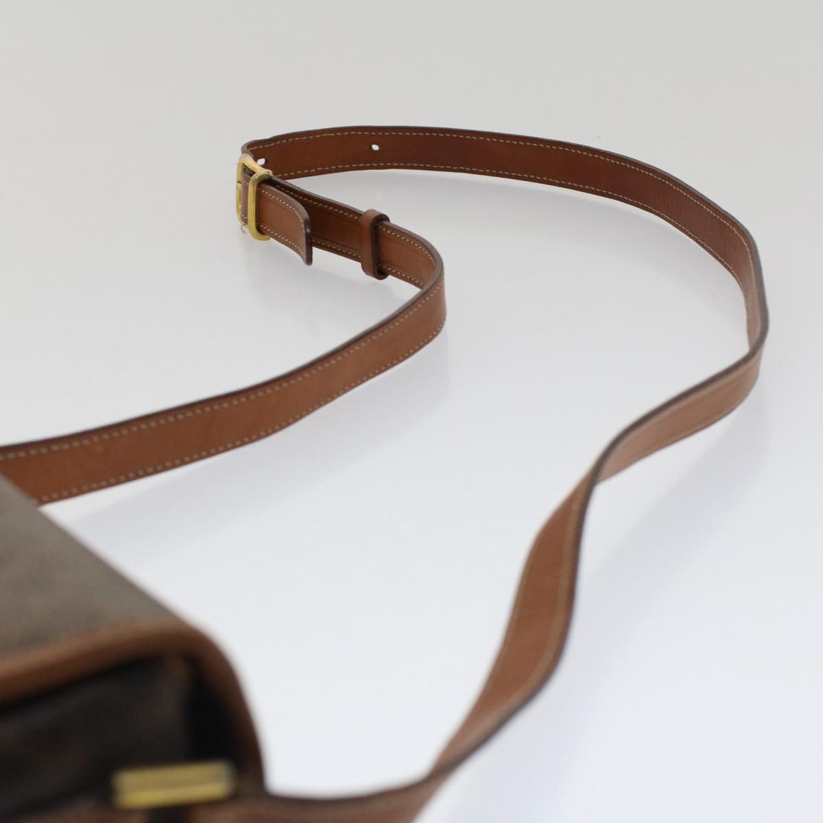 CELINE Macadam Canvas Shoulder Bag PVC Leather Brown Auth 50775