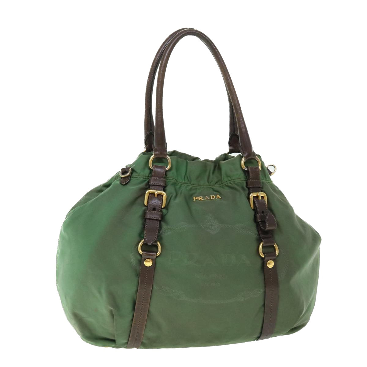 PRADA Shoulder Bag Nylon Green Auth 50780