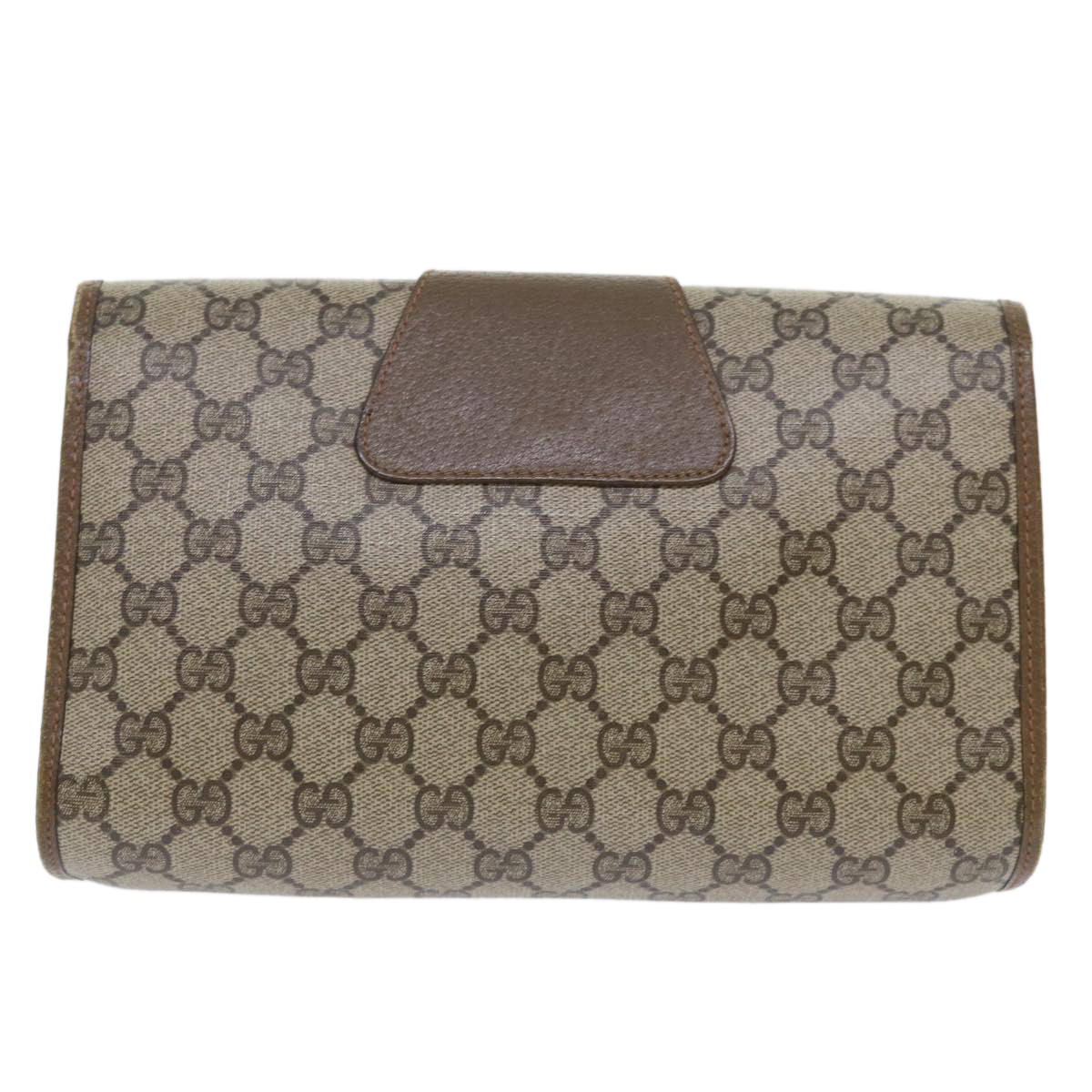 GUCCI GG Canvas Web Sherry Line Clutch Bag PVC Leather Beige Red Auth 50794 - 0