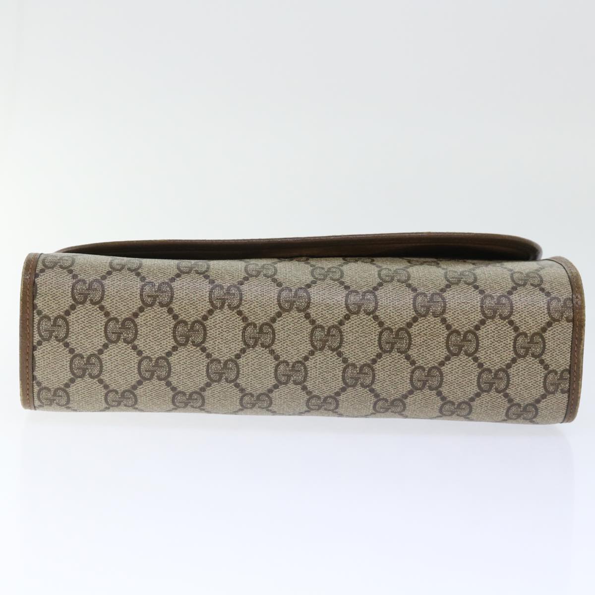 GUCCI GG Canvas Web Sherry Line Clutch Bag PVC Leather Beige Red Auth 50794