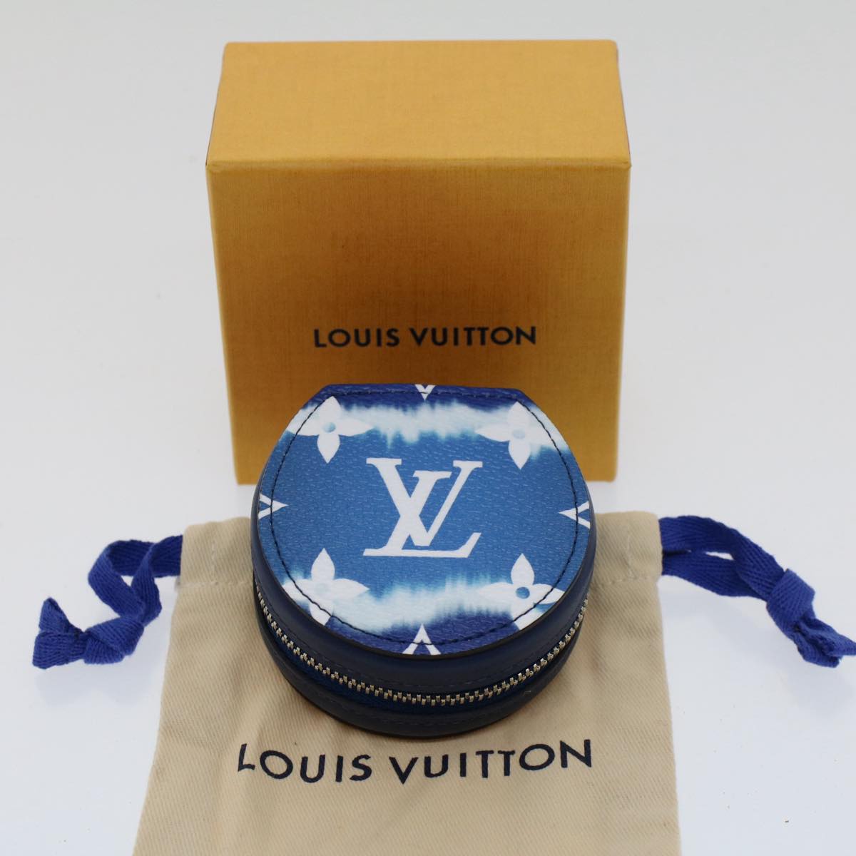 LOUIS VUITTON Monogram Escal Earphone Case Blue GI0491 LV Auth 50809A