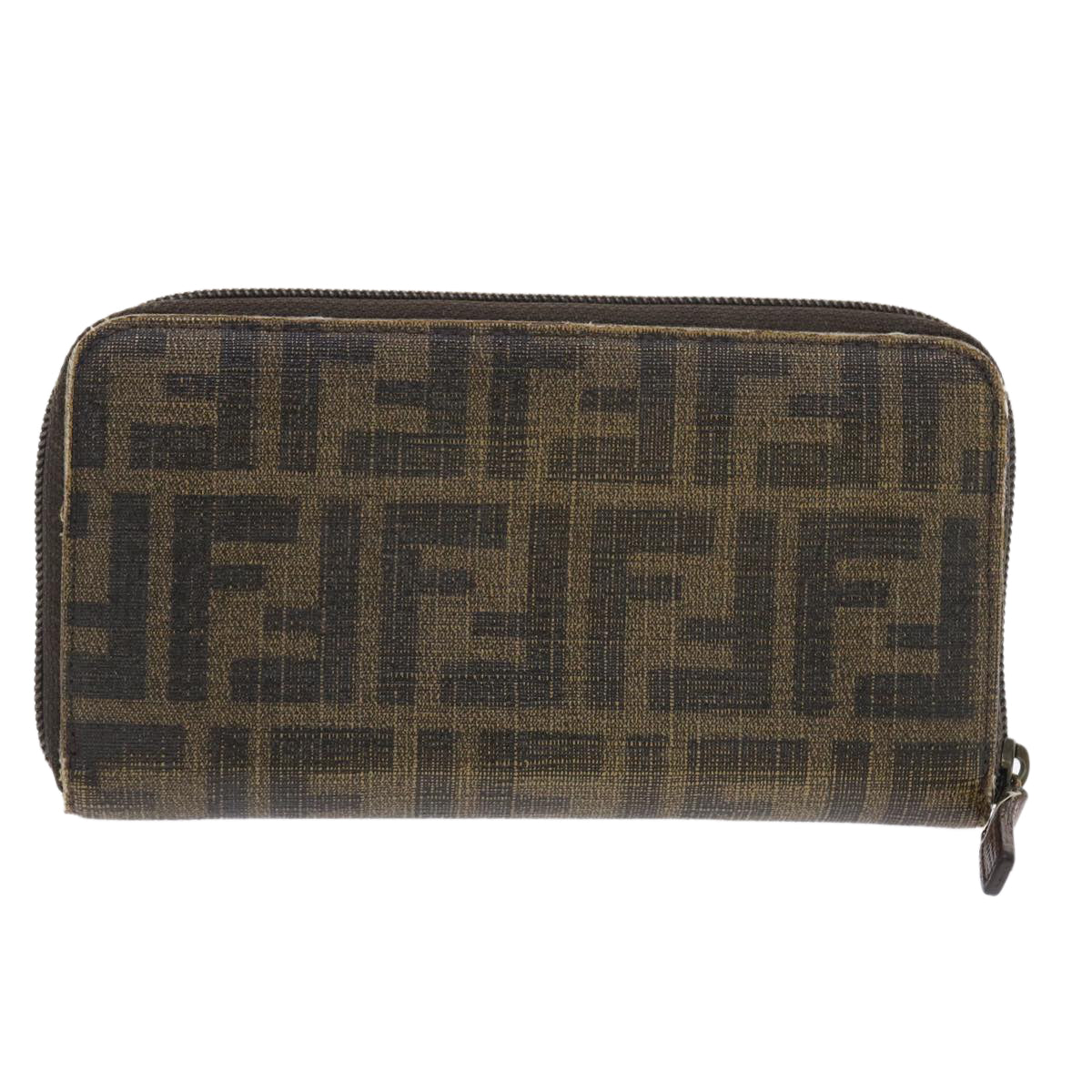 FENDI Zucca Canvas Long Wallet Black Brown Auth 50814 - 0