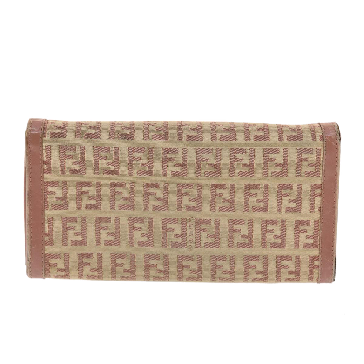 FENDI Zucchino Canvas Long Wallet Pink Auth 50821 - 0